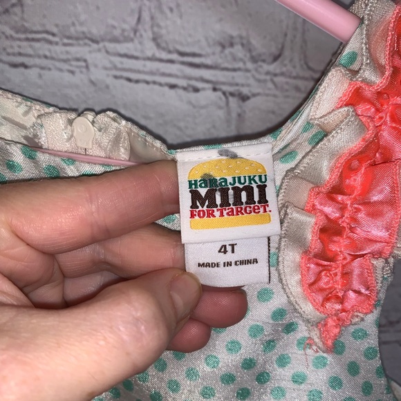 Hara Juku Mini Dress PolkaDot Mint Neon Coral/Pink - Picture 6 of 11